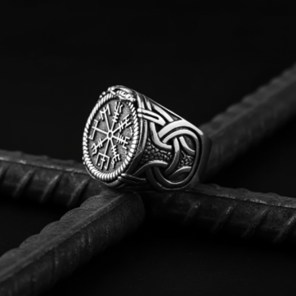 2. Vegvisir Ring - Black & White Detail