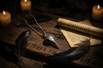 Raven Skull Vegvisir Necklace - The Wayfinder